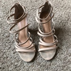 Nude strapped heels
